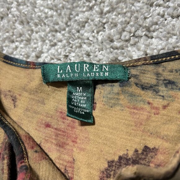 Lauren Ralph Lauren Y2K Womens Sz M Floral Ruffled Sleeveless Top Multicolor - Picture 4 of 7